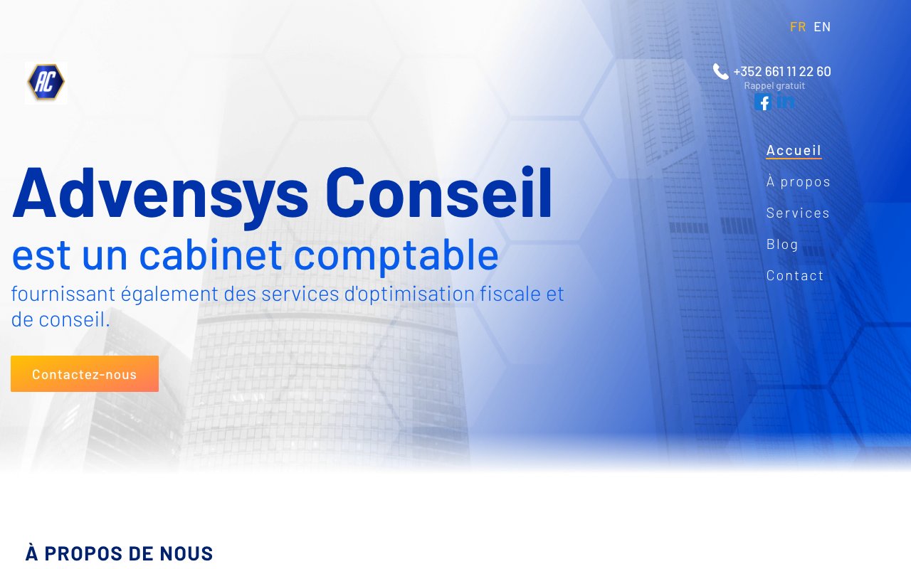 Ancien site Advensys - Accueil